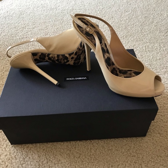 Dolce & Gabbana Nude Slingback Peep Toe Heels - Picture 3 of 8